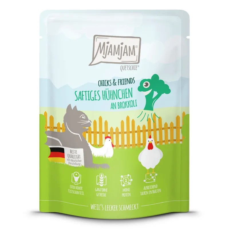 MJAMJAM Pouchbeutel Chicks & Friends Hühnchenmit Brokkoli 300 g Garantierte Lieferung
